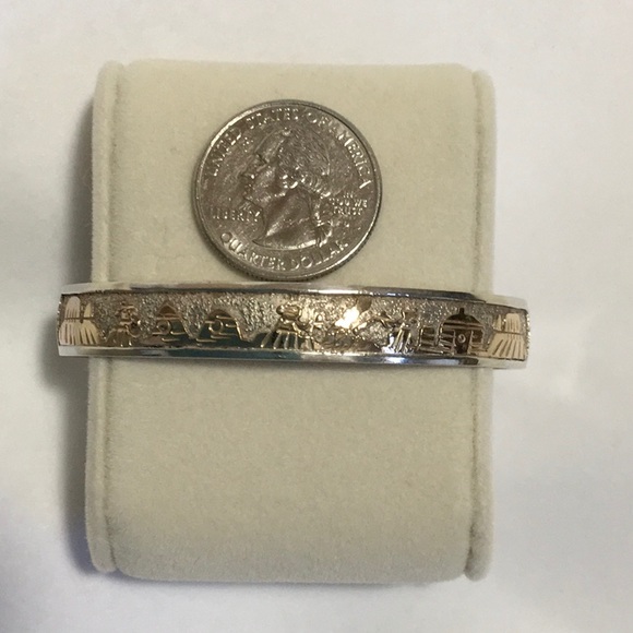NAVAJO Sterling and Gold Story Telling Cuff - Picture 2 of 8